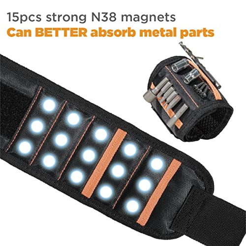 Magnetic Wristband With 15Pcs Strong N38 Magnets, Tool Gift For Father, Boyfriends, Handyman, Electrician #TOP1