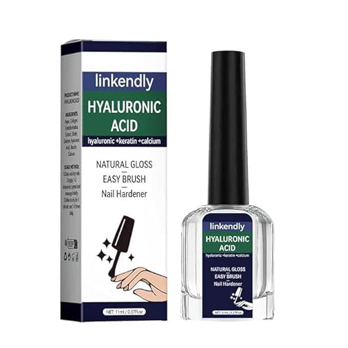 linkendly Natural Nail Repair Solution, Hyaluronic acid Anti-fracture natural luster Easy to apply nail hardener Calcium，11ml/0.37 fl oz.