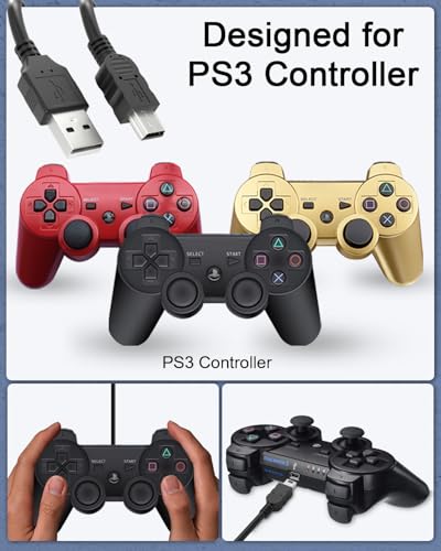 Mini USB Cable Compatible with Ps3 Controller Charger 5pin Mini USB to USB A 2.0 480Mbps Charging Cable Data Cord for PlayStation 3 Controller 1M/3.3Ft Mini USB Cable