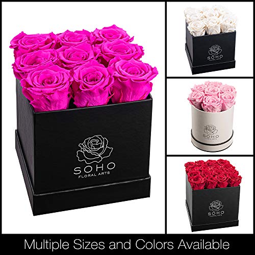 Soho Floral Arts New Roses Preserved Flowers | Genuine Roses That Lasts For Years | Flowers For Delivery | Large/Xl Box (White Box Red Roses 9Ct) #TOP7