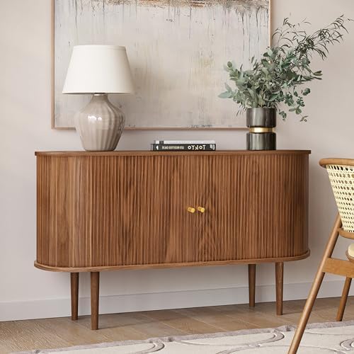WERMO 55'' Sideboard Storage Cabinet with Doors and Shelves - Woo...