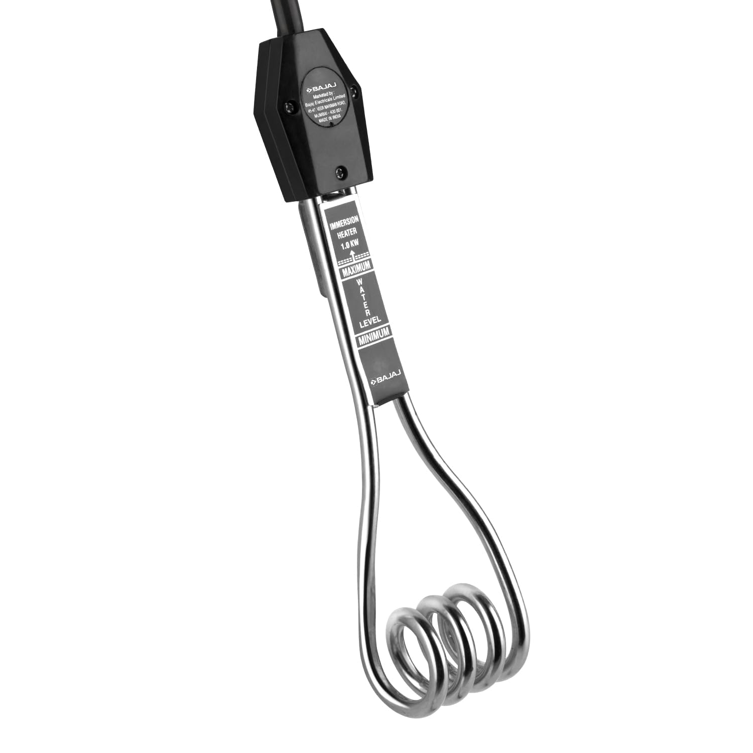 Bajaj Copper 1000 W Immersion Rod Heater For Home|Water Heater Rod For Efficient Heating|With Anti-Corrosive Nickel Plating|ISI Approvel Safety & Quality|2-Yr Warranty|Black/silver-image-2