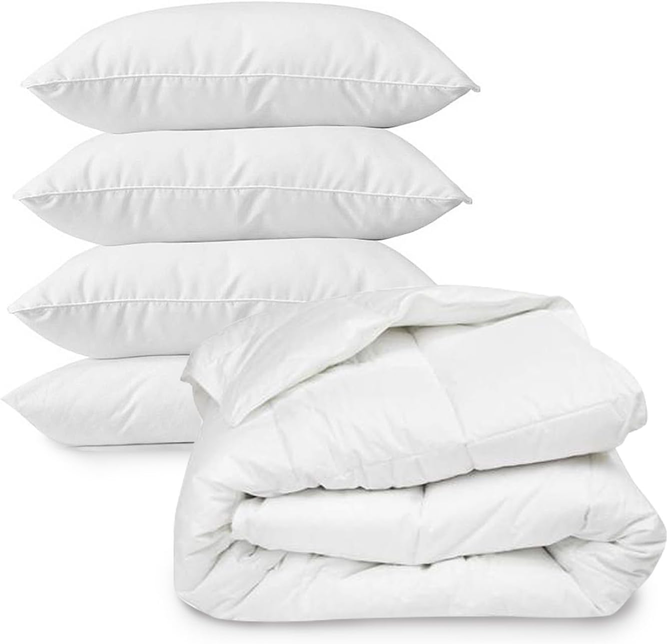 SleepyNights Hollowfibre Polycotton Double Duvet and 4 Deluxe Bounce Back Pillows – Double 4.5 Tog