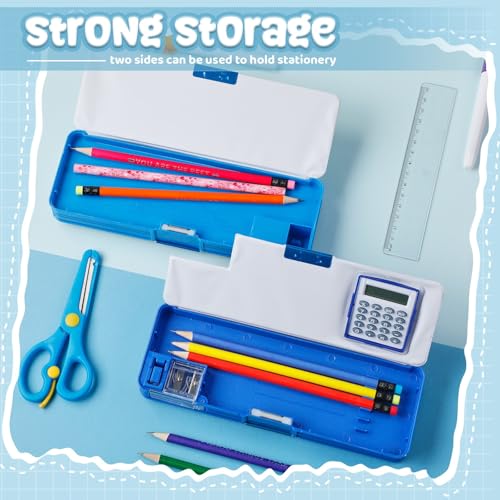 Henoyso 2 Pcs Multifunctional Pencil Box for Girls Cute Pencil Case Plastic Pencil Case with Calculator and Pencil Sharpener Pencil Pouch Gifts