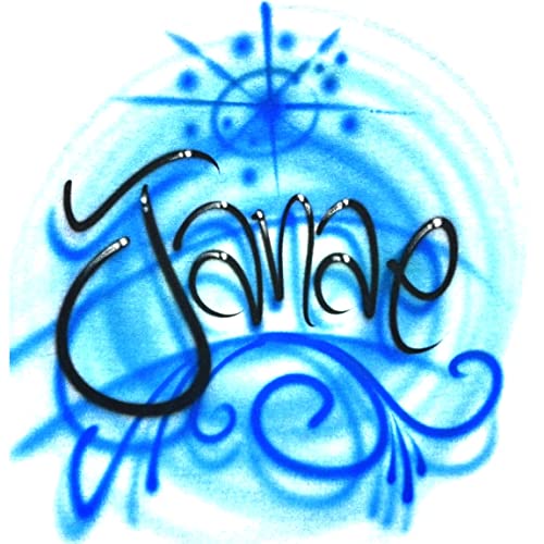 Airbrush Blue Swirls, Personalized with Name T Shirt
