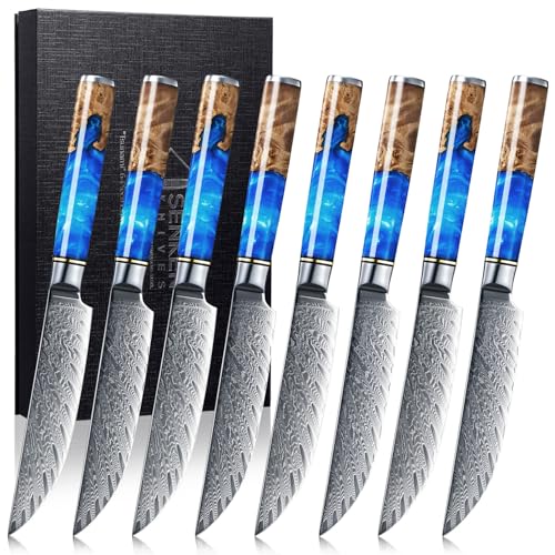 SENKEN Damascus Steak Knife Set - Tsunami Collection - 67-Layer