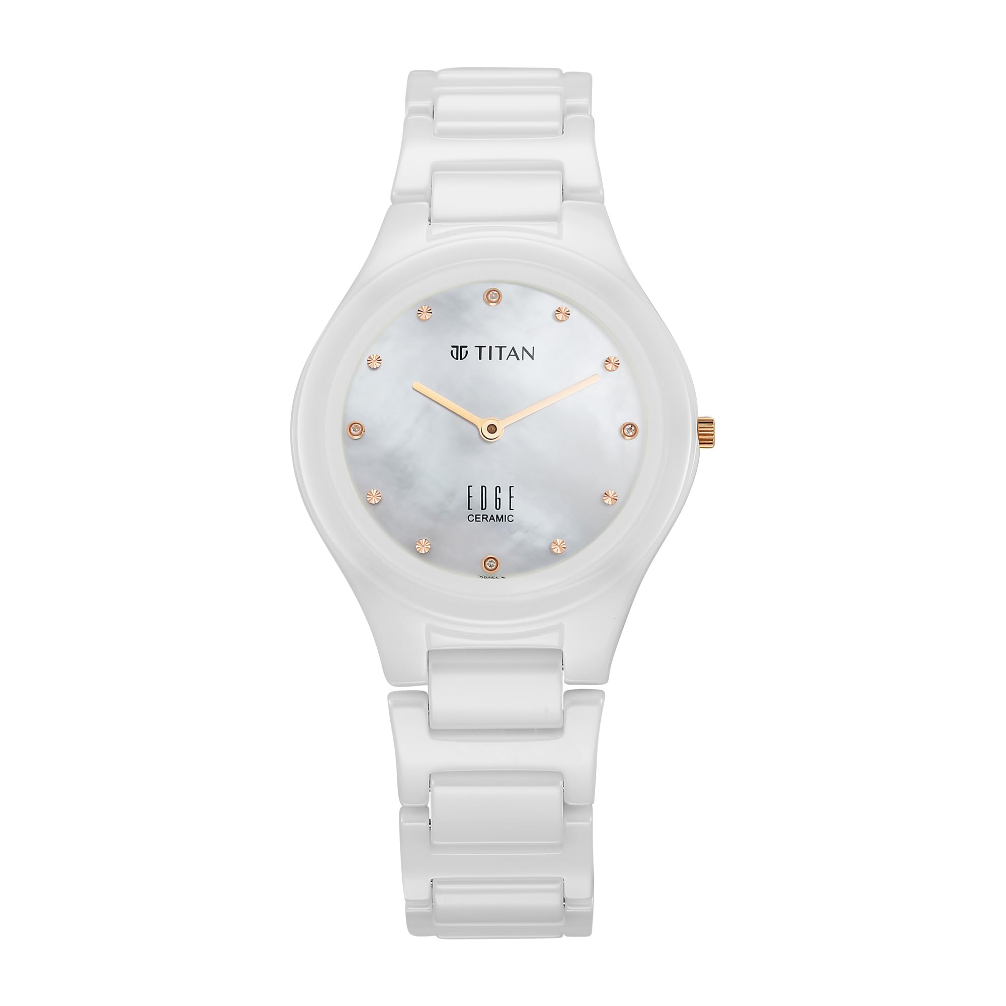 Edge Ceramic Dress with Diamonds Quartz Analog Mother of Pearl Dial Ceramic Strap Watch for Women-2653KC03/NT2653KC03-image-3