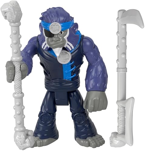 Fisher-Price Replacement Part Imaginext Gorilla Fortress Playset - HML57 - GYX00 Replacement Posable Monkey Figure with Eye Patch and Two Gray