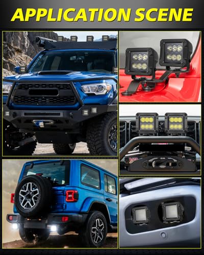 Image of 3 Inch LED Pods 120W CREE LED Cubes 3x3 Offroad Driving Lights | Focus Spot Beam, High Intensity CREE LEDs Square LED Cube Lights Ditch Lights Headlight for Truck Motorcycle Pickup UTV ATV