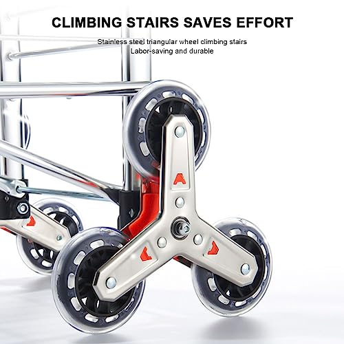 Treppensteigwagen mit 8 Rädern, 360 ° drehbarer Griff, faltbarer Einkaufstrolley mit Abdeckung, 51 kg Kapazität, vielseitiger Rollwagen für Lebensmittellager und Außenbereich – Bild 5