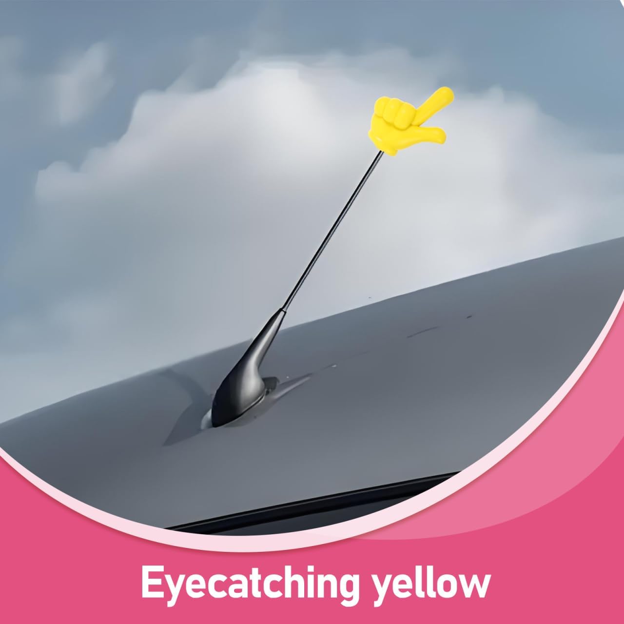 Finger Antenna Topper Ball Yellow Car Antenna Ball Creative Exterior Decoration Durable Automotive Ornament Universal Fit Easy Installation for Car Roof