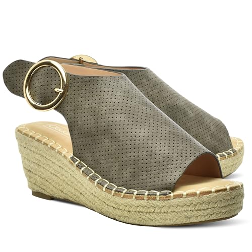 Image of CLOUDAIR Selina Women's Espadrille Wedge Sandals - Comfortable and Stylish Platform Slip On Sandals with Buckle Closure, Comfy Wedge Heels for Women, Fashion Summer Sandals