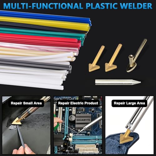 Image of GNI Upgraded 150W LED Digital Adjustable Temperature Plastic Welder | 106PCS Welding Rods Repair Kit, 4 Tips 3 IN 1 Soldering Iron Kit, Plastic Welding Kit for DIY /Bumper Kayaks