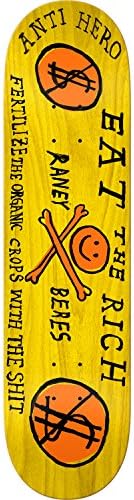 ANTI HERO BERES EAT THE RICH SKATE DECK-8.06 YEL w/ MOB GRIP