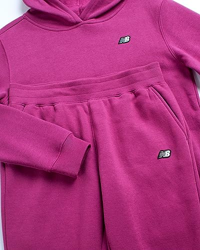 New Balance Conjunto de 2 peças de moletom com capuz e joggers para meninas (5-16), Baga, 7-8
