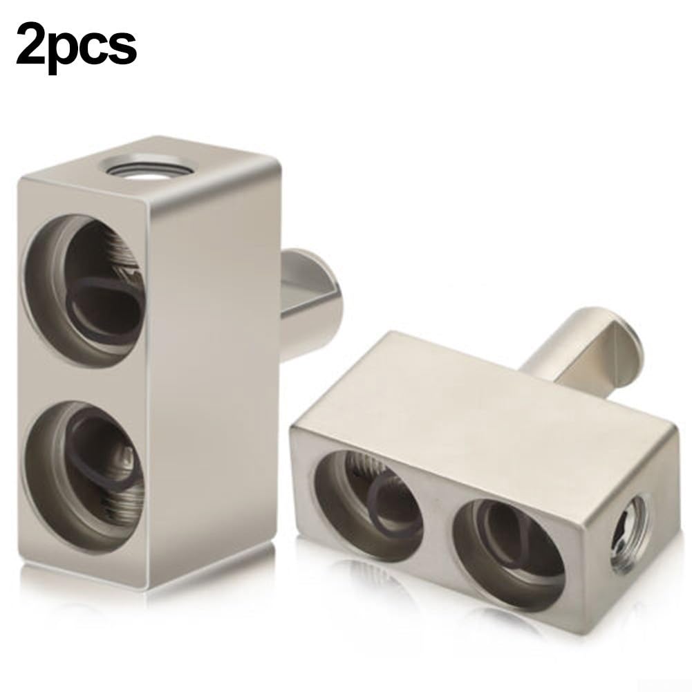Zestaw 2 zacisków wejściowych do samochodu, aluminium, Dual 1/0 na 1/0 G, redukcja kabli, kolor srebrny, do podłączenia 44,5 x 44,6 mm