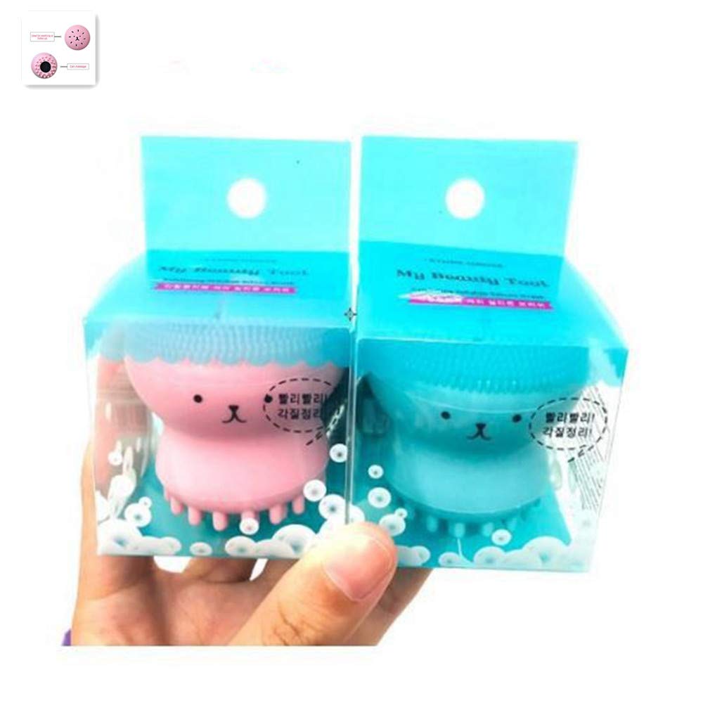 Silicone Face Brush jellyfish silicon face brush, Facial Cleansing Brush Facial Manual Facial Cleansing Brush with Inner Sponge For Exfoliating Massage Cleansing Soft Brush