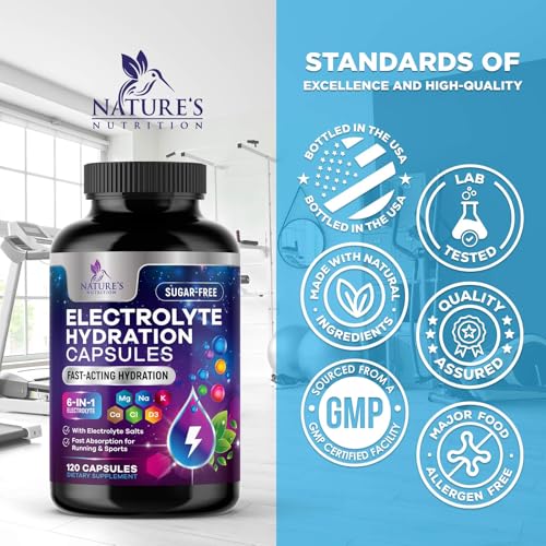 Image of Electrolyte Salt Capsules - Keto Friendly Rehydration Recovery Supplement - Hydration with No Sugar and 6 Replacement Electrolytes: Magnesium, Sodium, Potassium, and More - USA Bottled - 120 Capsules