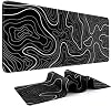 Alfombrilla de mouse gaming DIGSOM, negra con línea topográfica blanca, 31.5x11.8 pulgadas | alfombrilla XL, superficie suave, base de goma antideslizante, para teclado y mouse, para uso en hogar y oficina 2