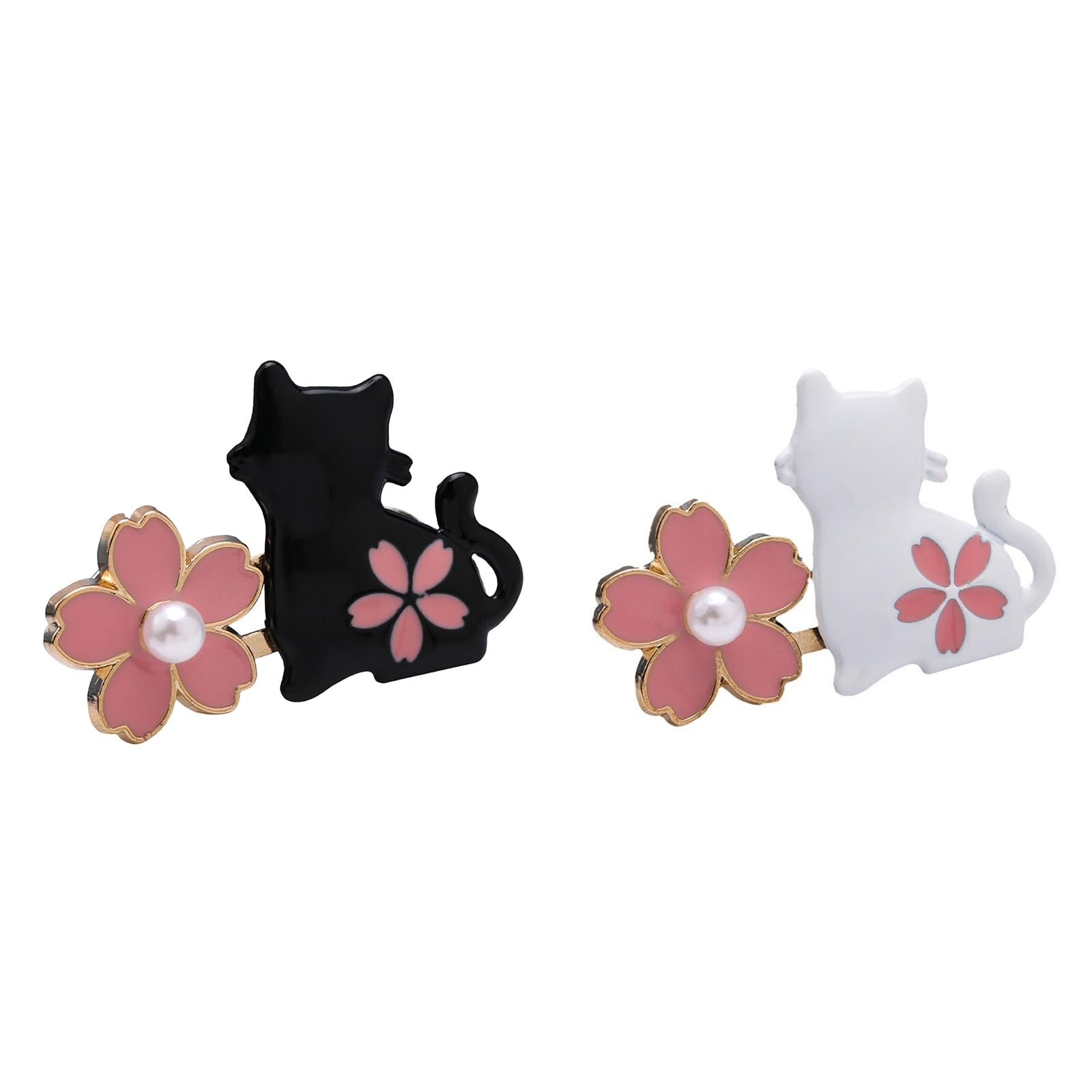 Tsophreniq 2 Pairs Trousers Waist Tightener Jeans Button Pin Detachable Jeans Buckle Flower Cats Buckles for Trousers