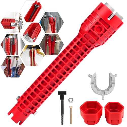 NEATABY 8 in 1 Faucet and Sink Wrench, Multifunctional Wrench Removal Nut Plumbing Tool, Bathroom Kitchen Plumbing Plumber for Tight Spaces Installation and Repairs