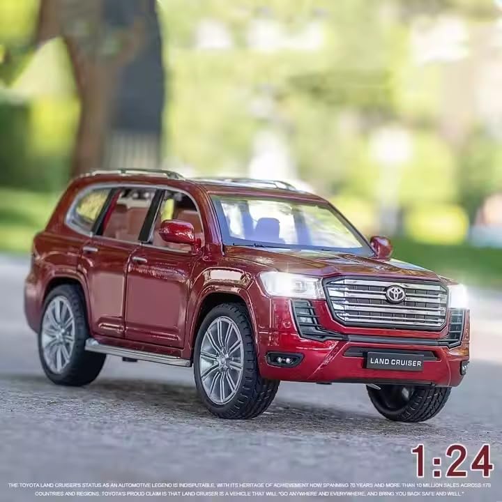 Image of Invite Enterprise Compatible for 1:24 Land Cruiser Lc300 Toy Car Model, Diecast Collectible Pull Back Model Car with Sound and Light, Toy Gift Vehicles for Adults Kids Boys Girls【Red】