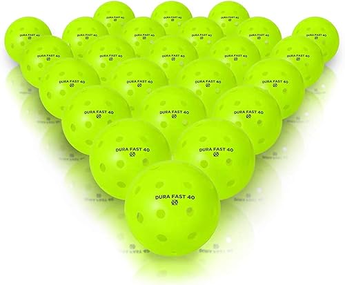 Dura Fast 40 Pickleballs | Pelotas de pickleball para exteriores | Neón | Dos docenas de 24 bolas | Aprobado por USAPA y sancionado para jugar en
