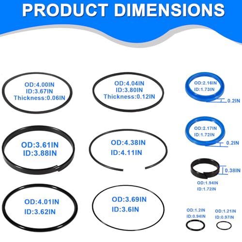 Image of Hydraulic Log Splitter Cylinder Rebuild Seal Kit Suitable for 4.0 inch Bore x 1.75 inch Rod Cylinder