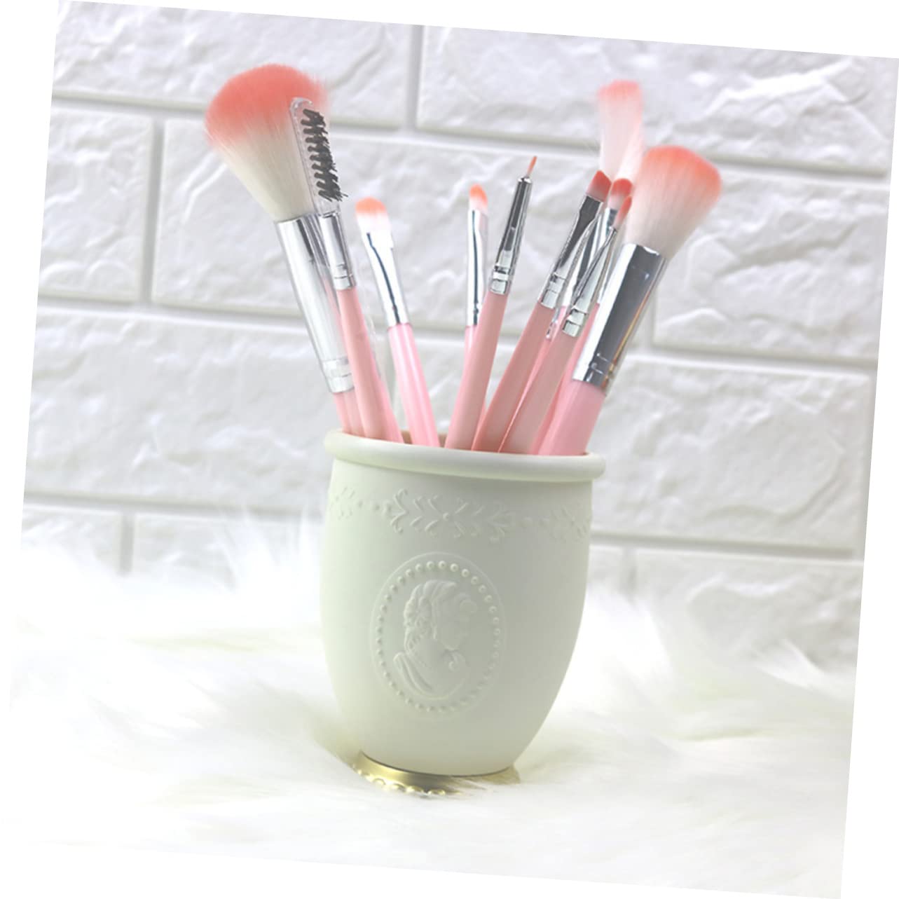 Uonlytech 3 Pièces Organisateur de Pinceaux de Maquillage Or Rangement Créatif pour Bureaux et Écoles Support de Stylos et Accessoires Design Élégant et Pratique