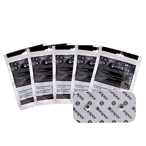 Compex Easy Snap Electrodes 2in x 4in for Edge, Performance, Sport Elite, Wireless Muscle Stimulators - 5 Pack (10 Electrodes)  White
