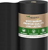 HOOPLE 3ftx180ft Heavy Duty Weed Barrier Landscape Fabric, Non Woven Geotextile Fabric for Weed Control, Driveways & Gardens | Commercial Grade Ground Cover with High Permeability, Cut to Size by Yard