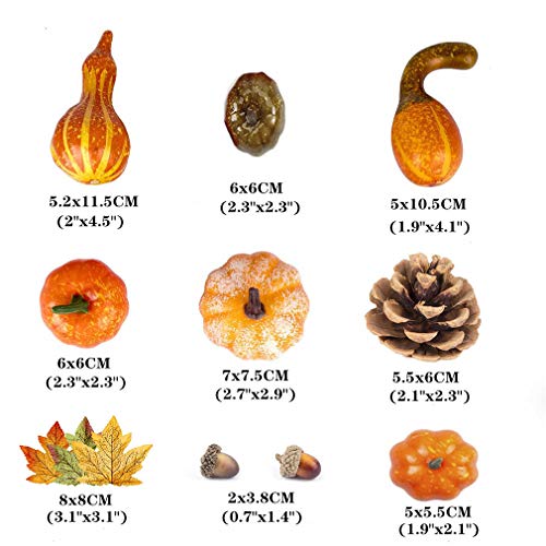 Image of Ulalaza 166pcs Artificial Pumpkins Home Decoration Set,100 Fake Maple Leaves + 48 Fake Acorns + 8 Fake Pinecones + 10 Fake Pumpkins