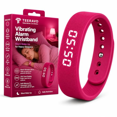 TEERAVD Vibrating Alarm Wristband Clock for Heavy Sleepers Wake Band Wrist Watch Silent Vibration Bracelet Loud Adults Strike Deaf People Despertar with that Won't Partner Extremely Deep (Option 2)