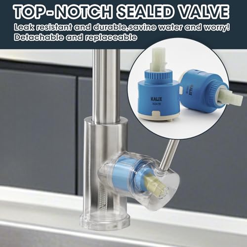 Image of Kitchen Faucet with Soap Dispenser, Brushed Nickel Kitchen Sink Faucet with Sprayer 304 Stainless Steel Single Handle Dual Function Spring Commercial for Farmhouse Camper Laundry RV Bar