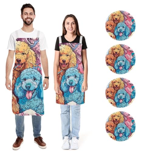 Tablier de cuisine motif caniche pour cuisiner en famille lot de 2