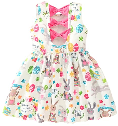 Girls Easter Dress Kids Summer Dress Rabbit Baby Clothes Backless Sleeveless Sundress Easter Bunny...