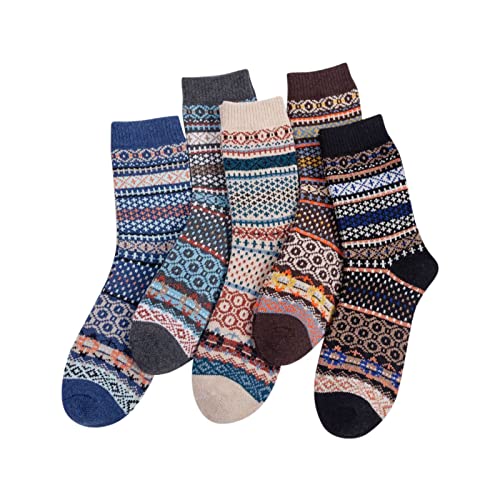 Calcetines de otoño y calidez gruesa para mujer, 5 pares de calcetines de invierno, talla 17, Multicolor, Altoa única