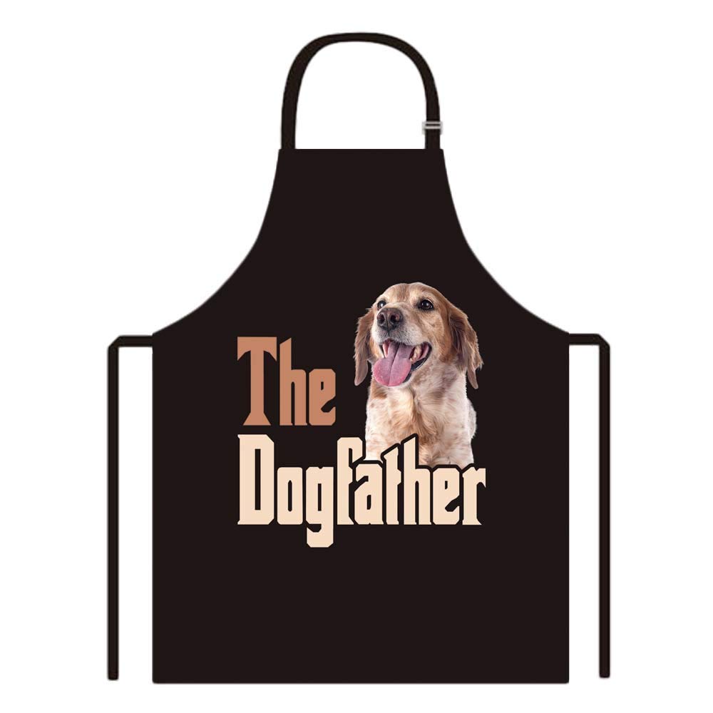 BAGEYOU Dog Father Apron with Brittany Dog Chef Kitchen Cooking Apron for Men Women