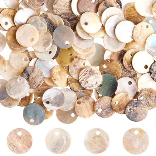 Beebeecraft 1 boîte de 240 Breloques Rondes Plates en Coquillage Disques en Nacre Perles en Forme de Pièce de Monnaie Pièces Rondes en Coquillage Naturel...