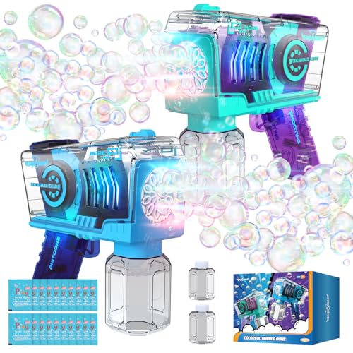 Jouet Bulles Enfant Extérieur Machine à Bulles Automatique Hahaland - 22000 Bulles/min, Musique Et Lumières, Rechargeable Pistolet Bulles Fête