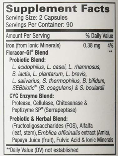 Floracor-Gi Candida Cleanse, Probiotic And Enzyme Support Formula 180 Capsules #TOP1