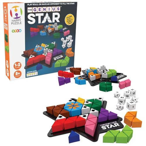 The Happy Puzzle Company The Genius Star Game - 165,000+ Puzzle Challenges for a Fun Family Board Game Night - Logic Puzzles STEM Educational Learning Resources - Smart Games for Kids & Adults Ages 8+