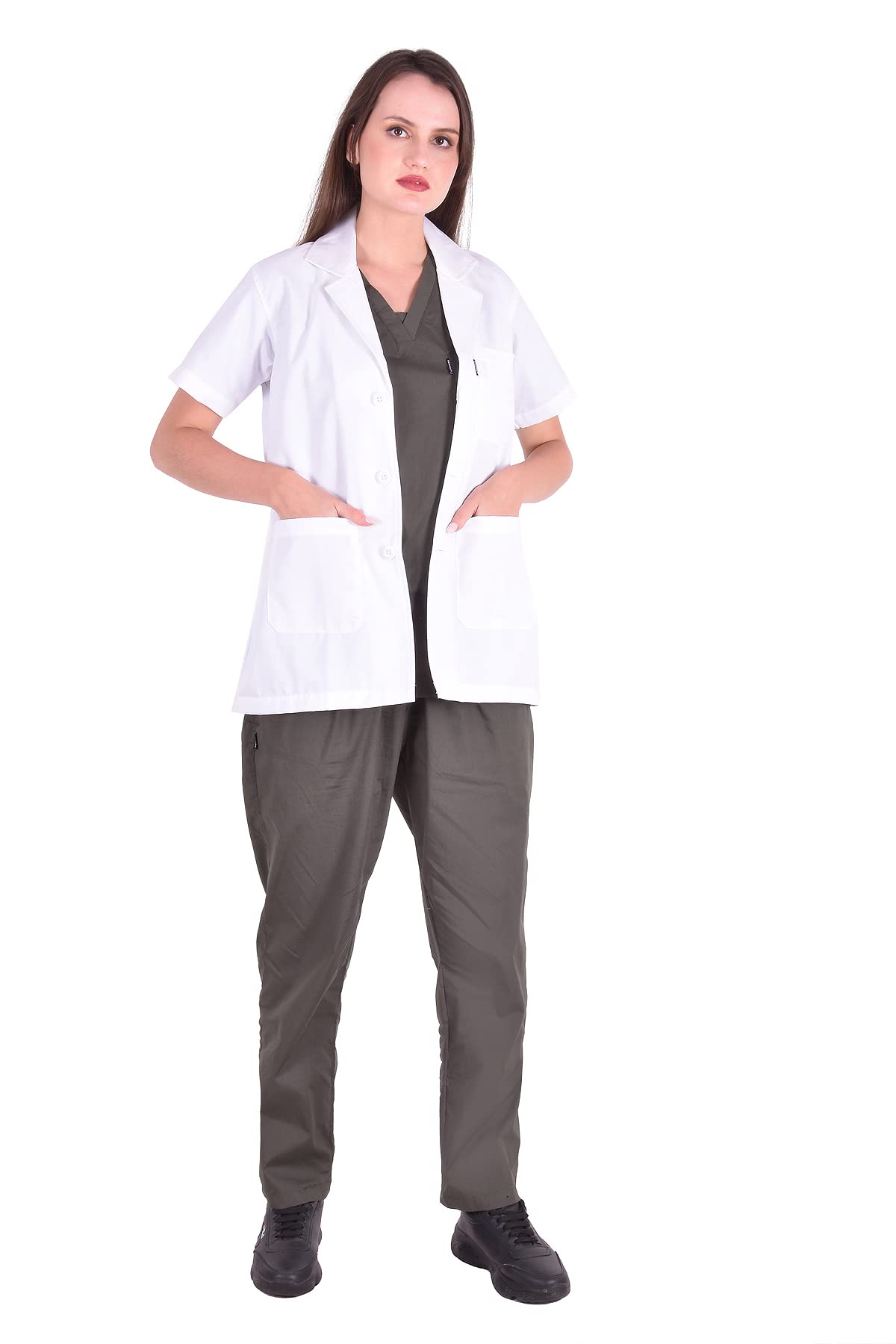 DENIMEN Pure Cotton Full Sleeves Professional Lab Coat | Apron for Ideal for Doctors & Healthcare Professionals (small)