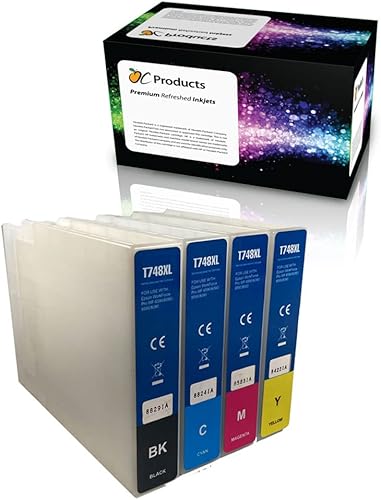 Miniatura 1 de OCProducts - Cartucho de tinta remanufacturado de repuesto, 4 unidades para Epson 748XL para Workforce Pro WF-6090 WF-6530 WF-6590 WF-8090 WF-8590