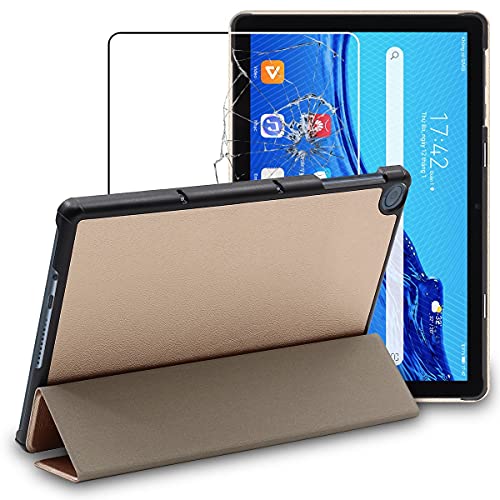 ebestStar - Cover per Huawei MatePad T 10, T 10S, Custodia Protezione Flip Magnetica, Slim Case Sottile Pelle PU, Dorato + Vetro Temperato