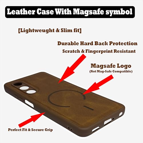 Image of SBMS Back Cover for Oppo K13x 5G / A5 5G | Ultra Slim Soft Rubberised Hard Case | Oil Feel Soft Leather Back | Mag-Safe Design (Mag-Safe Not Support) | Camera Protection Case for Oppo K13x (Brown)