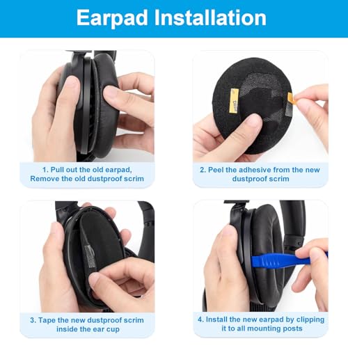 Replacement Ear Pads for Bose QC45, Ear Cushions for Bose QuietComfort 45 (QC45)/Quiet Comfort SE (QC SE) Quiet Comfort Wireless Over-Ear Headphones, Ear Pads Cushions with Softer Protein Leather-Black miniatura 7