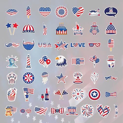 Image of IGNIXIA 100pcs 4th of July Theme Waterproof Stickers - Patriotic 250th Independence Day & Party Favors Decorations for Laptop, Water Bottle, Scrapbook, Skateboard, Mobile