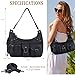 Angel Kiss Hobo Bag for Women Small, Soft Vegan Leather Shoulder Purses and Handbag with Multi-Pocket, Retro Tote Bag Crossbody with Top-Handle and Removable Strap,Black