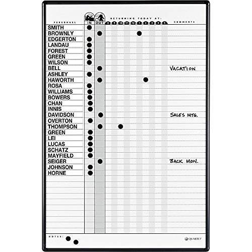 Quartet Gray Duramax Porcelain Magnetic In/Out Personnel Board System, 36 Names, 3 X 2 Feet, Black Aluminum Frame (783G) #TOP4